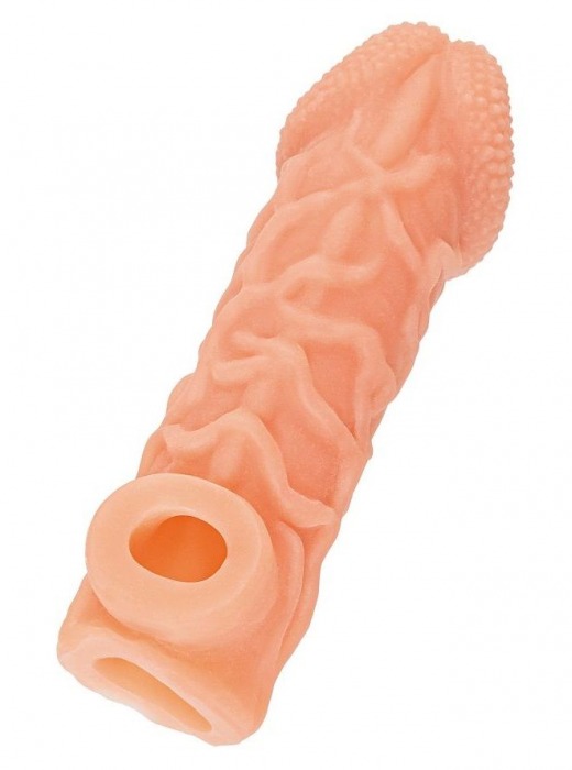 Телесная закрытая насадка с венками Cock Sleeve Size L - 17,6 см. - KOKOS - в Орехово-Зуево купить с доставкой