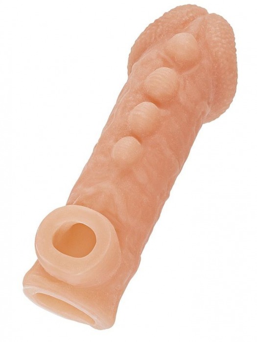 Телесная закрытая насадка с шишечками Cock Sleeve Size S - 13,8 см. - KOKOS - в Орехово-Зуево купить с доставкой