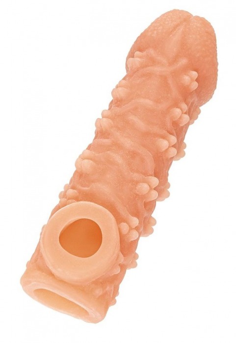 Телесная закрытая насадка с пучками шишечек Cock Sleeve Size L - 17,6 см. - KOKOS - в Орехово-Зуево купить с доставкой
