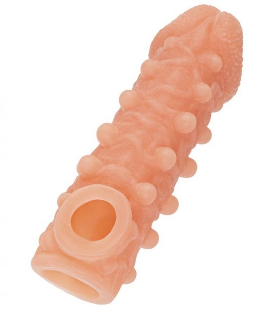 Телесная закрытая насадка с шариками Cock Sleeve Size L - 17,6 см. - KOKOS - в Орехово-Зуево купить с доставкой