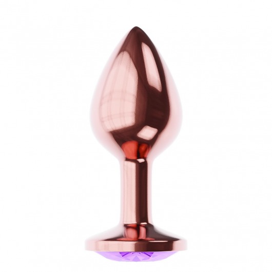 Пробка цвета розового золота с фиолетовым кристаллом Diamond Amethyst Shine L - 8,3 см. - Lola Games - купить с доставкой в Орехово-Зуево