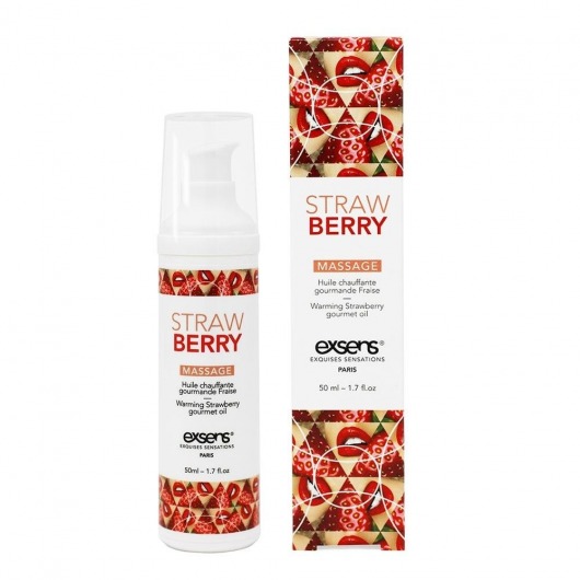Разогревающее массажное масло  с ароматом клубники Gourmet Strawberry - 50 мл. - Exsens - купить с доставкой в Орехово-Зуево