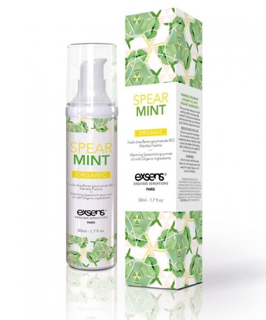 Разогревающее массажное масло Gourmet Spearmint Organic с органическими ингредиентами - 50 мл. - Exsens - купить с доставкой в Орехово-Зуево