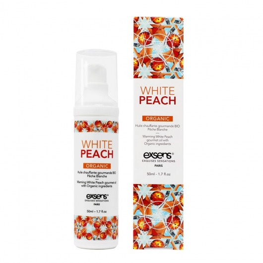 Разогревающее массажное масло Gourmet White Peach Organic с органическими ингредиентами - 50 мл. - Exsens - купить с доставкой в Орехово-Зуево
