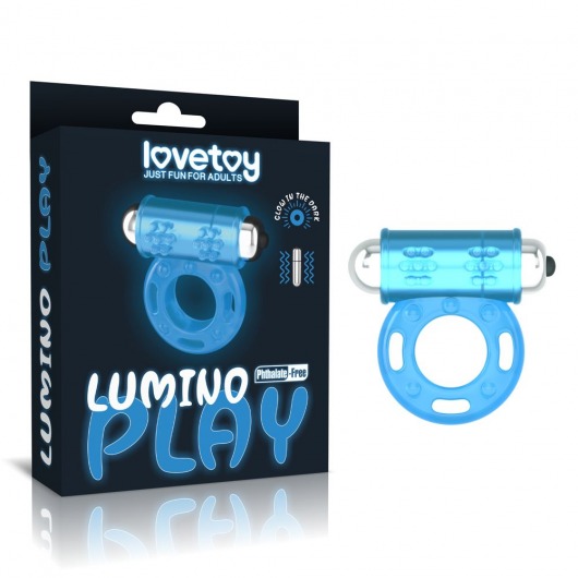 Голубое, светящееся в темноте эрекционное виброкольцо Lumino Play Vibrating Penis Ring - Lovetoy - в Орехово-Зуево купить с доставкой
