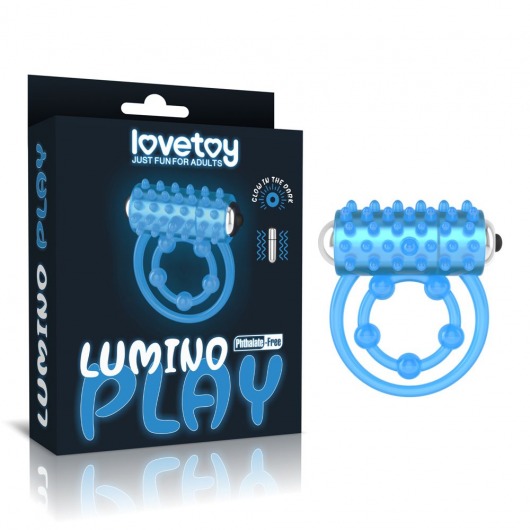 Голубое, светящееся в темноте виброкольцо Lumino Play Vibrating Penis Ring - Lovetoy - в Орехово-Зуево купить с доставкой