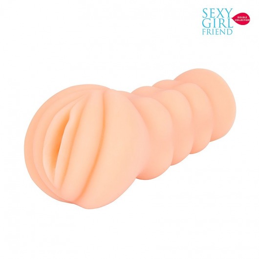 Телесный мастурбатор-вагина с комплектом эрекционных колец - Bior toys - в Орехово-Зуево купить с доставкой