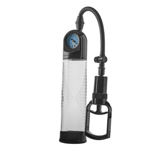 Прозрачная вакуумная помпа с манометром Deluxe Penis Pump - Dream Toys - в Орехово-Зуево купить с доставкой