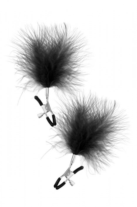 Зажимы на соски с черными пуховыми кисточками Sweet Caress Feather Nipple Clumps - Sweet Caress - купить с доставкой в Орехово-Зуево