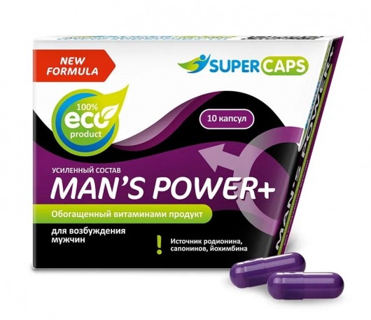 Возбуждающее средство для мужчин Mans Power plus - 10 капсул (0,35 гр.) +1 в подарок - SuperCaps - купить с доставкой в Орехово-Зуево