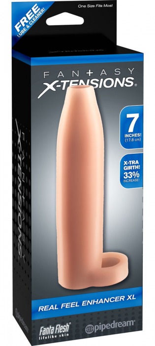 Телесная насадка Real Feel Enhancer XL - 17 см. - Pipedream - в Орехово-Зуево купить с доставкой