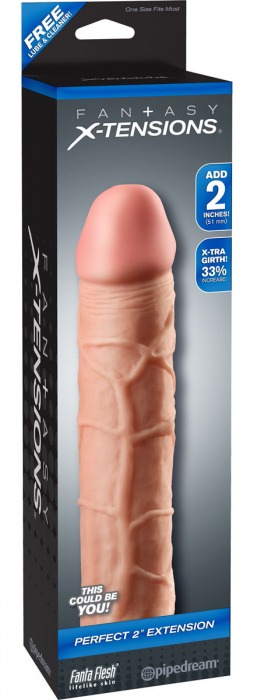 Телесная насадка Fantasy X-tensions Perfect 2  Extension - 20,3 см. - Pipedream - в Орехово-Зуево купить с доставкой