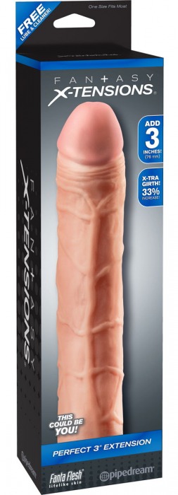 Телесная удлиняющая насадка Perfect 3 Extension - 22 см. - Pipedream - в Орехово-Зуево купить с доставкой