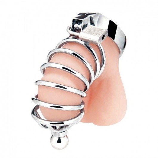 Серебристая клетка для члена Urethral Play Cage - BlueLine - купить с доставкой в Орехово-Зуево