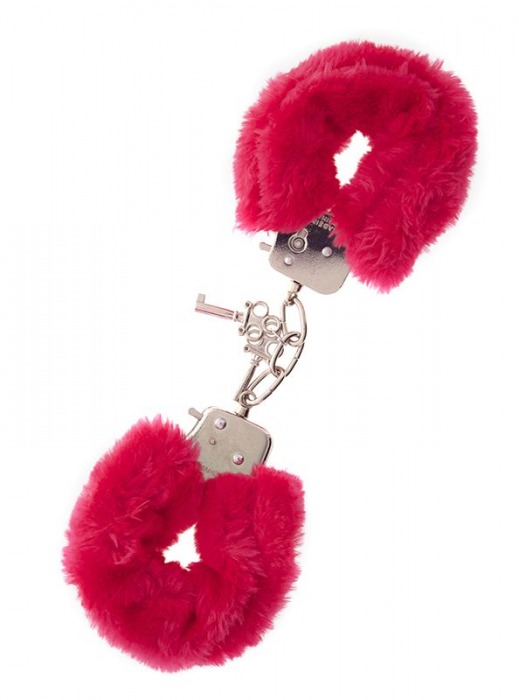 Металлические наручники с красной меховой опушкой METAL HANDCUFF WITH PLUSH RED - Dream Toys - купить с доставкой в Орехово-Зуево