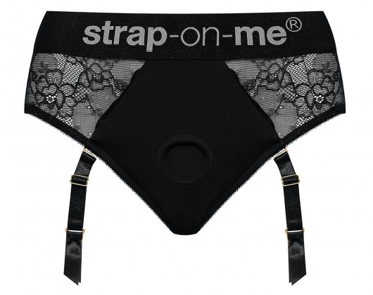 Черные трусики для насадок Diva Lingerie Harness - size S - Strap-on-me - купить с доставкой в Орехово-Зуево