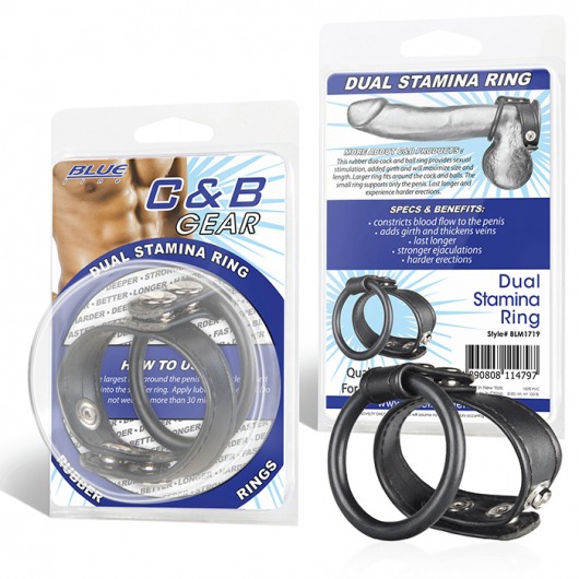 Двойное кольцо выносливости на пенис DUAL STAMINA RING - BlueLine - в Орехово-Зуево купить с доставкой