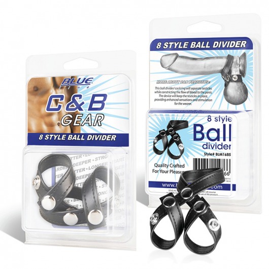 Разделитель мошонки из искусственной кожи на клепках 8 STYLE BALL DIVIDER - BlueLine - купить с доставкой в Орехово-Зуево