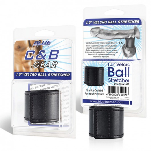 Хомут-утяжка для мошонки из искусственной кожи на липучке VELCRO BALL STRETCHER- 4 см. - BlueLine - в Орехово-Зуево купить с доставкой
