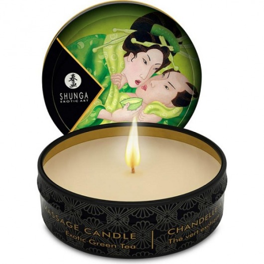 Массажная свеча Exotic Green Tea с ароматом зелёного чая - 30 мл. - Shunga - купить с доставкой в Орехово-Зуево