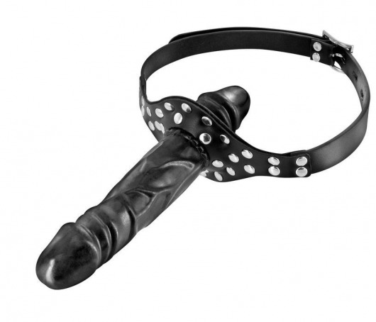 Черный кляп-фаллоимитатор Double Penis Gag - Fetish Tentation - купить с доставкой в Орехово-Зуево