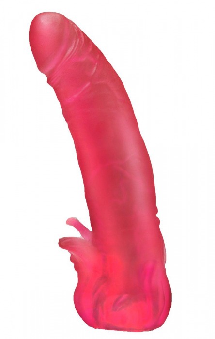 Розовая насадка для страпона с клиторальными лепестками - 18,5 см. - LOVETOY (А-Полимер) - купить с доставкой в Орехово-Зуево