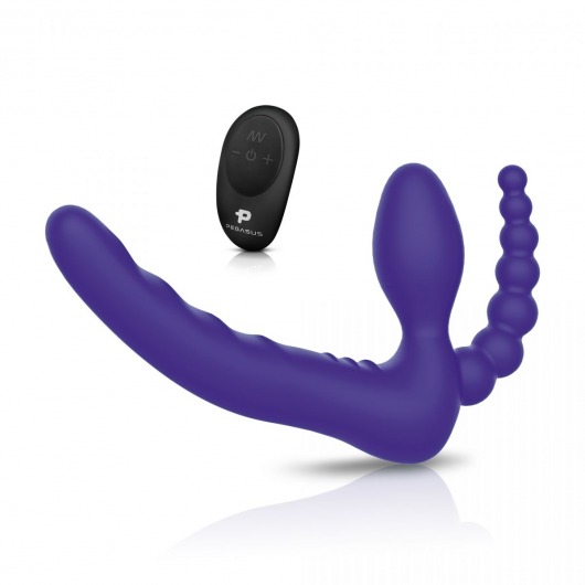 Фиолетовый безремневой страпон с пультом ДУ 7’’ Remote Control Strapless - 24 см. - Pegasus - купить с доставкой в Орехово-Зуево