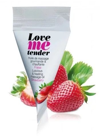 Съедобное согревающее массажное масло Love Me Tender Strawberry с ароматом клубники - 10 мл. - Love to Love - купить с доставкой в Орехово-Зуево
