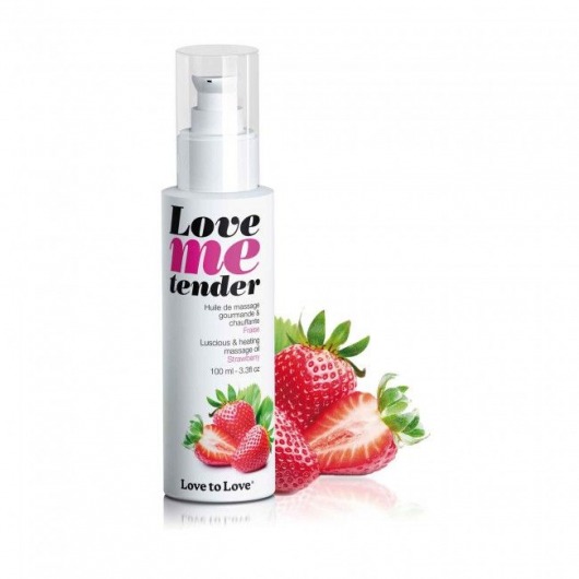 Съедобное согревающее массажное масло Love Me Tender Strawberry с ароматом клубники - 100 мл. - Love to Love - купить с доставкой в Орехово-Зуево