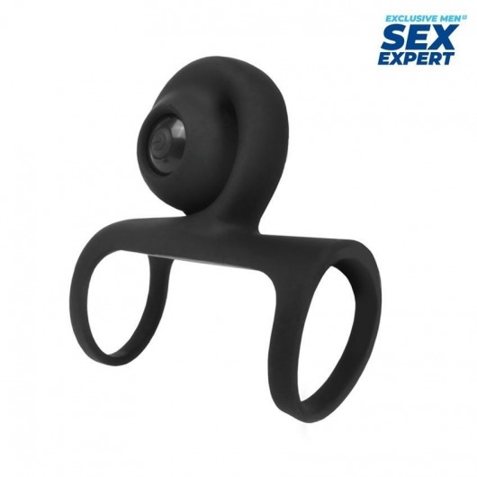Черная вибронасадка на пенис Sex Expert - Sex Expert - в Орехово-Зуево купить с доставкой