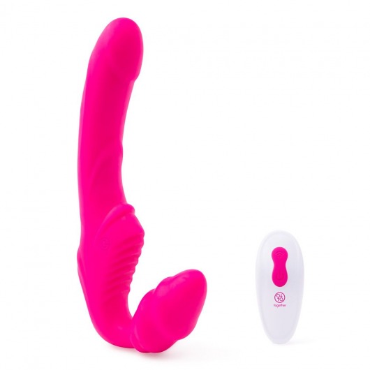 Розовый безремневой страпон на радиоуправлении Strapless Together - 22 см. - Together Toy - купить с доставкой в Орехово-Зуево