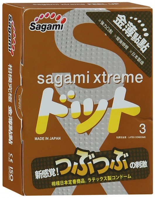 Презервативы Sagami Xtreme FEEL UP с точечной текстурой и линиями прилегания - 3 шт. - Sagami - купить с доставкой в Орехово-Зуево
