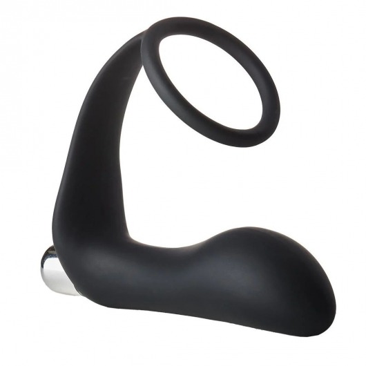 Черное эрекционное кольцо с вибропробкой Vibrating Anal Plug With Cockring - Dream Toys - в Орехово-Зуево купить с доставкой
