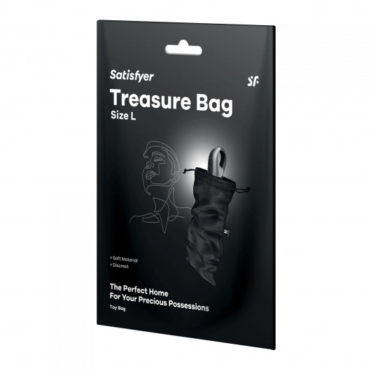 Черный мешочек для хранения игрушек Treasure Bag L - Satisfyer - купить с доставкой в Орехово-Зуево