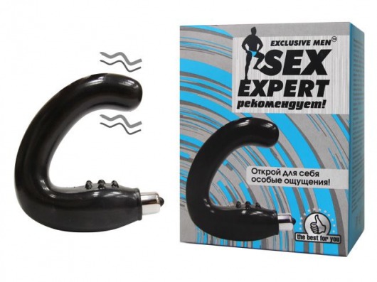 Чёрный массажёр простаты серии Sex Expert - Sex Expert - в Орехово-Зуево купить с доставкой