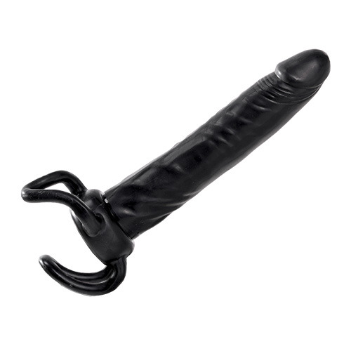 Чёрная насадка-фаллос для двойного проникновения INFLATABLE DILDO SLIM DONG  - 13,5 см. - Toyz4lovers - в Орехово-Зуево купить с доставкой