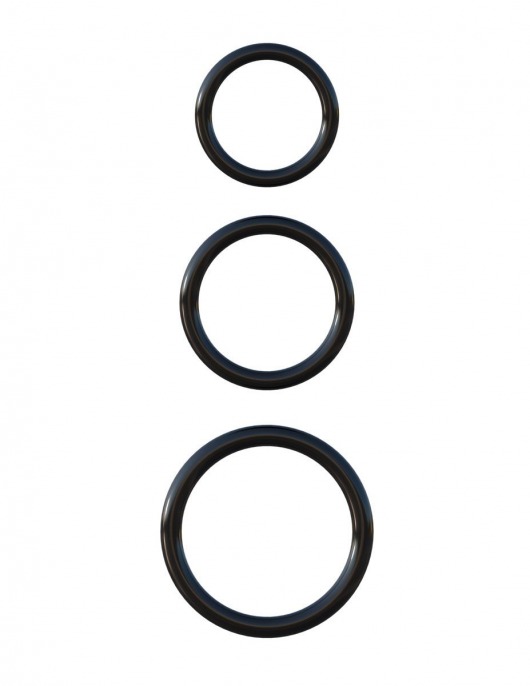 Набор из трех черных эрекционных колец Silicone 3-Ring Stamina Set - Pipedream - в Орехово-Зуево купить с доставкой
