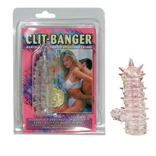 Прозрачная насадка с шипами и клиторальной шишечкой CLIT-BANGER SLEEVE IN CLEAR - Tonga - в Орехово-Зуево купить с доставкой