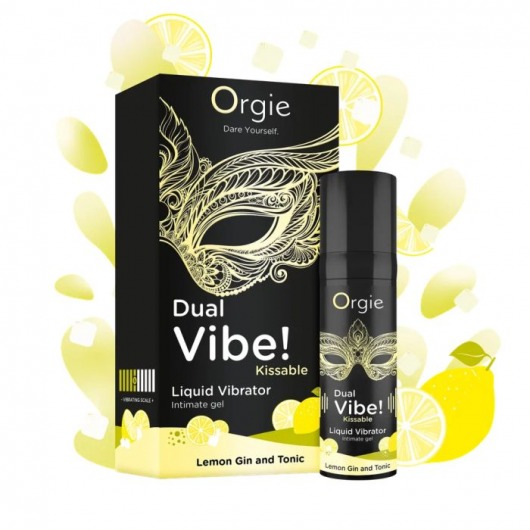 Съедобный жидкий вибратор Dual Vibe! со вкусом лимонного джина с тоником - 15 мл. - ORGIE - купить с доставкой в Орехово-Зуево
