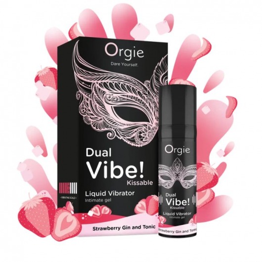 Съедобный жидкий вибратор Dual Vibe! со вкусом клубничного джина с тоником - 15 мл. - ORGIE - купить с доставкой в Орехово-Зуево