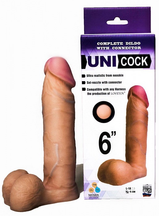 Насадка для страпона фаллической формы UNICOCK 6  - 18 см. - LOVETOY (А-Полимер) - купить с доставкой в Орехово-Зуево