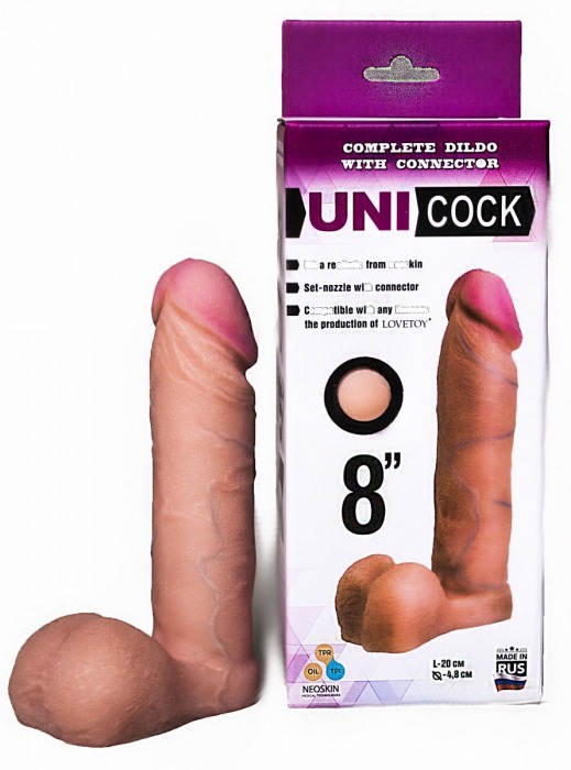 Фаллическая насадка для страпона UNICOCK 8  - 20 см. - LOVETOY (А-Полимер) - купить с доставкой в Орехово-Зуево