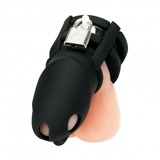 Черная клетка для пениса Silicone Small 2 in Cock Cage With Ball Divider - BlueLine - купить с доставкой в Орехово-Зуево