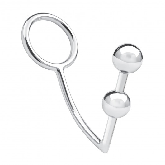 Кольцо на пенис с анальным стимулятором Two Bead Stainless Steel Anal Hook   Cock Ring - BlueLine - в Орехово-Зуево купить с доставкой