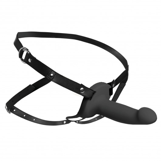Черный полый страпон с вибрацией 2’’ Erection 28X Smooth Vibrating Silicone Penis Sheath - XR Brands - купить с доставкой в Орехово-Зуево