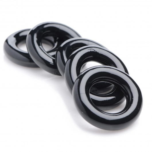 Комплект из 5 черных эрекционных колец для мошонки Ring Master Custom Ball Stretcher Kit - XR Brands - в Орехово-Зуево купить с доставкой