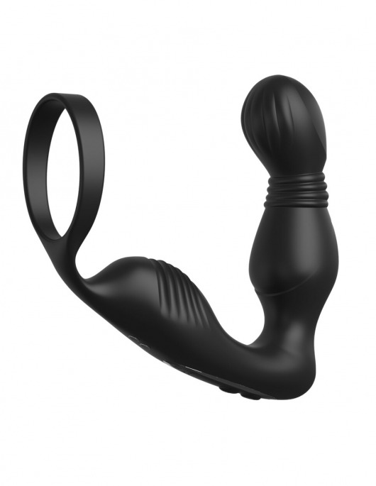 Черный вибростимулятор простаты с эрекционным кольцом Ass-Gasm Pro P-Spot Milker - Pipedream - в Орехово-Зуево купить с доставкой