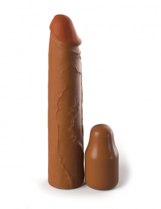 Коричневая насадка на член 2  Silicone X-tension - 20,3 см. - Pipedream - в Орехово-Зуево купить с доставкой