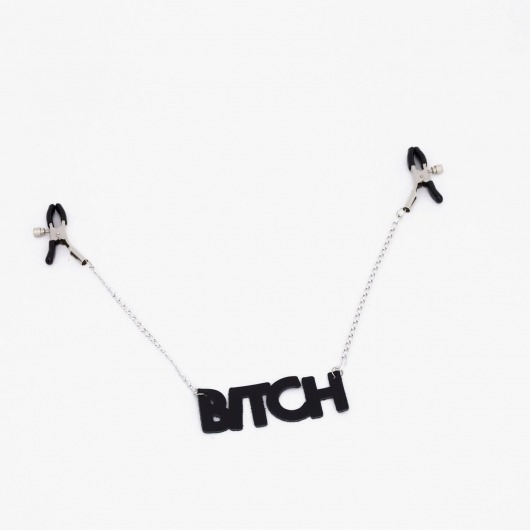 Зажимы на соски с кожаной подвеской Bitch - Crazy Handmade - купить с доставкой в Орехово-Зуево