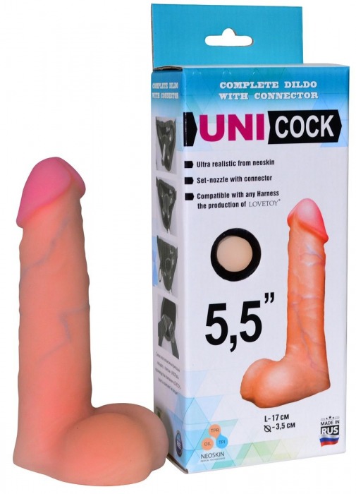 Фаллическая насадка Харнесс UNICOCK 5,5  - 17 см. - LOVETOY (А-Полимер) - купить с доставкой в Орехово-Зуево
